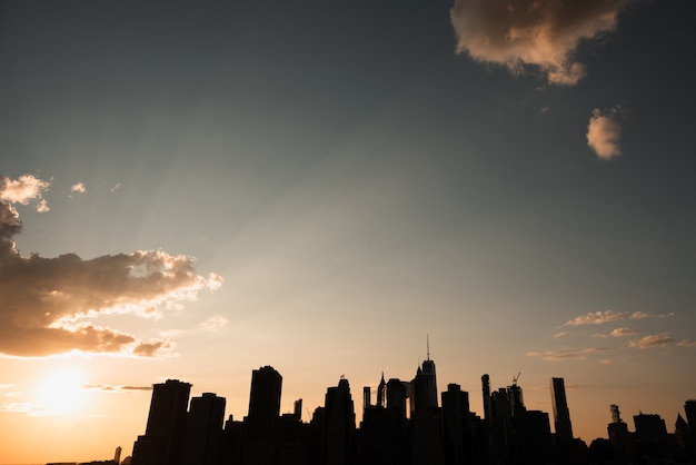 Free Photo new york city skyline at sunset