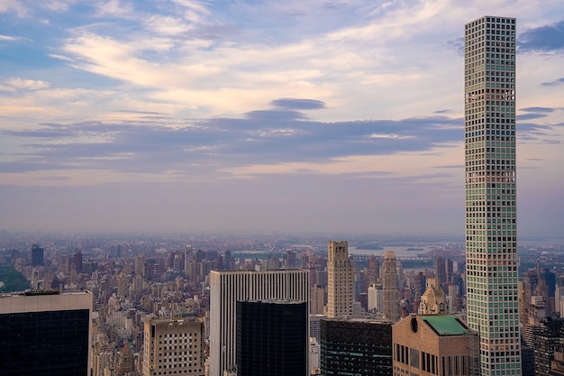 Free photo new york city sunset skyline