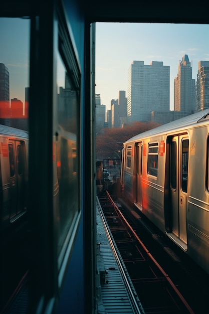 Free Photo new york city viewed from train window