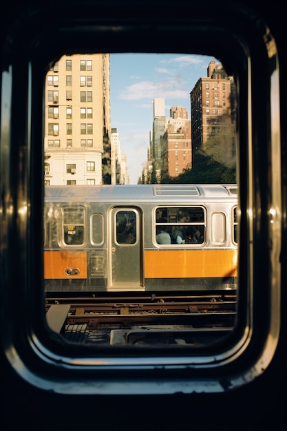 Free photo new york city viewed from train window