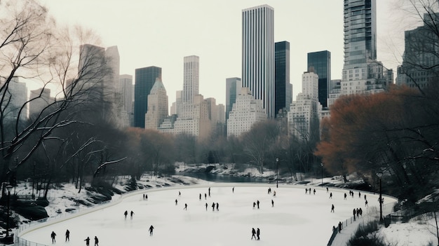 Free photo new york park during winter