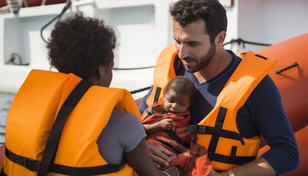 Free photo newborn baby saved from the migration crisis