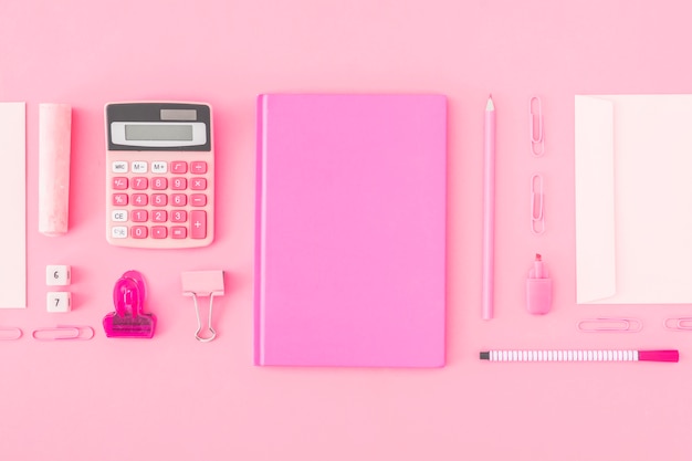 Free photo nice pink stationery composition