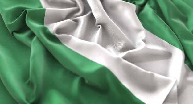 Free photo nigeria flag ruffled beautifully waving macro close-up shot