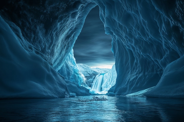 Free Photo night time scene with nature glacier