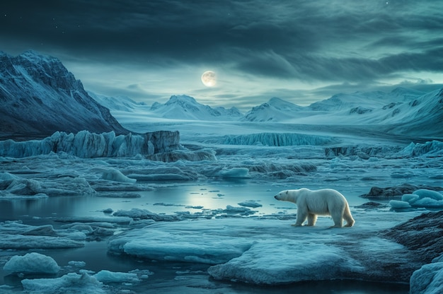 Free Photo night time scene with nature glacier