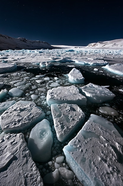 Free photo night time scene with nature glacier