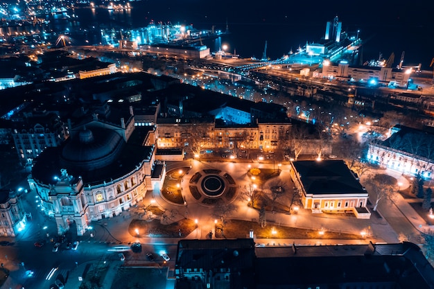 Night view of the opera house in Odessa