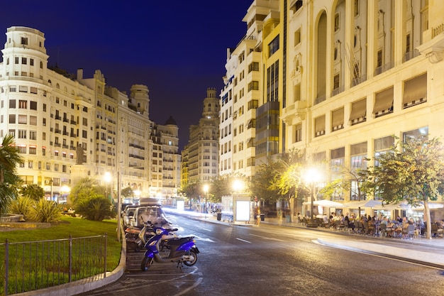 Night view of Placa del Ajuntament. Valencia