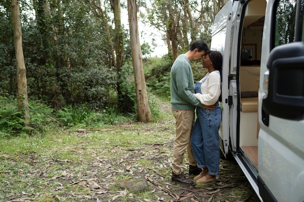 Nomad family living in nature