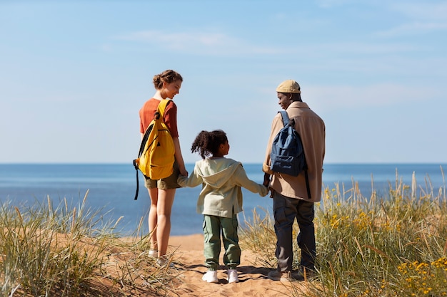 Free photo nomad family traveling and living in a van