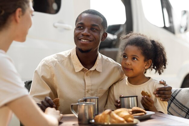 Nomad family traveling and living in a van