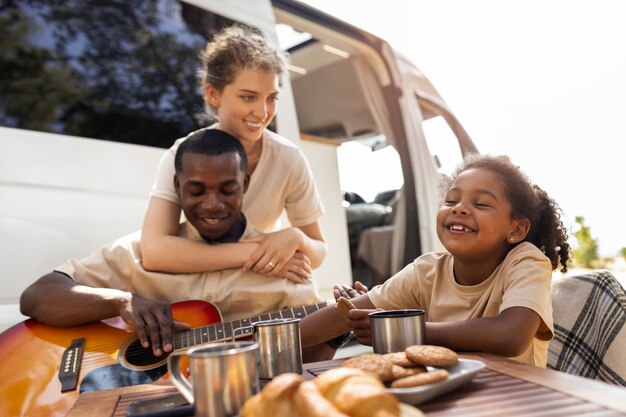 Nomad family traveling and living in a van