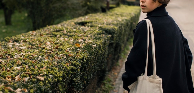 Free Photo non binary person looking back