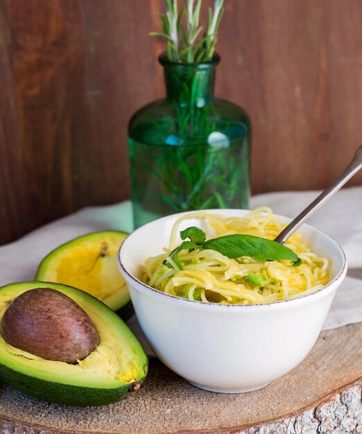 Noodles with avocado and lime