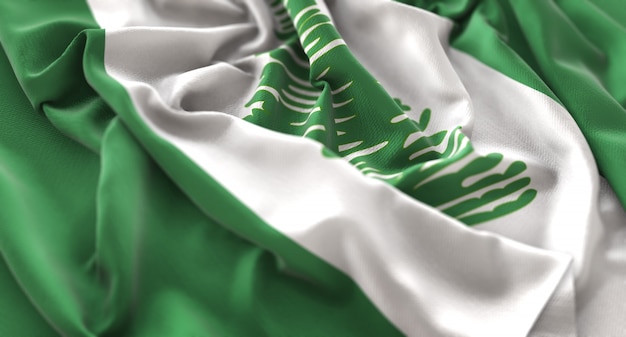 Free photo norfolk island flag ruffled beautifully waving macro close-up shot