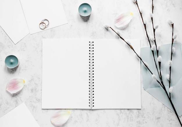 Notebook with cotton branches