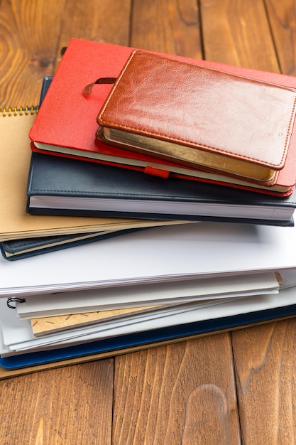 Notepad on office wooden table