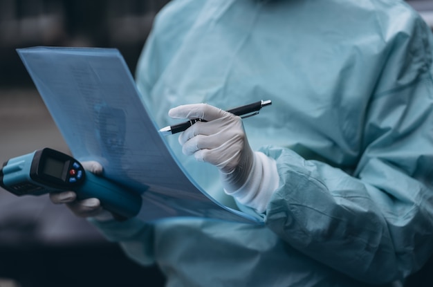 Nurse wears a protective suit and mask during the COVID19 outbreak