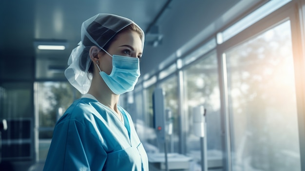 Nurse working at the hospital in scrubs