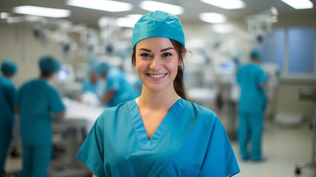 Nurse working in scrubs at the hospital