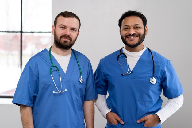 Nurses getting ready for work day