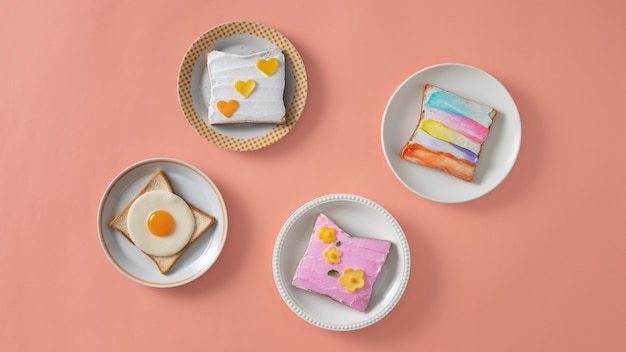 Nutritious children's food assortment above view