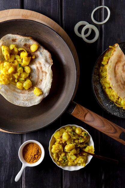 Nutritious indian dosa assortment