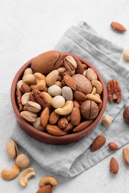 Nuts on kitchen cloth