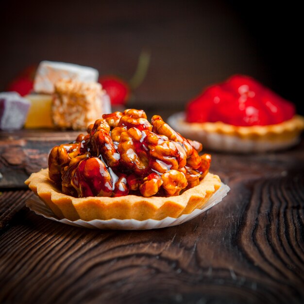 nuts pie tarts with strawberry pie tarts