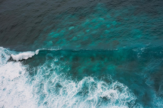 Ocean, background. Blue ocean with foam and wave, natural background.