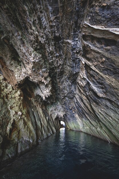 Ocean water flowing through the cave