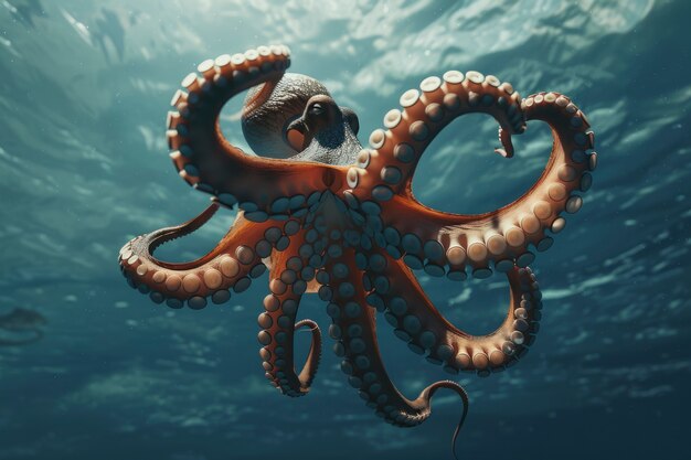 Octopus seen in its underwater natural habitat