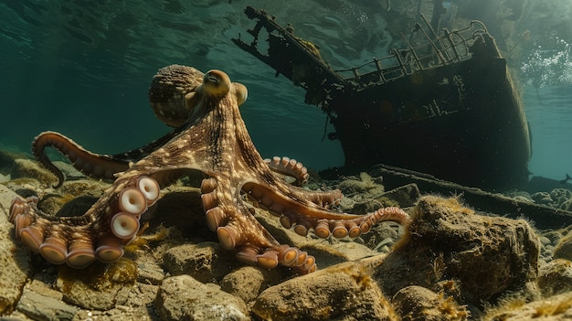 Free photo octopus seen in its underwater natural habitat