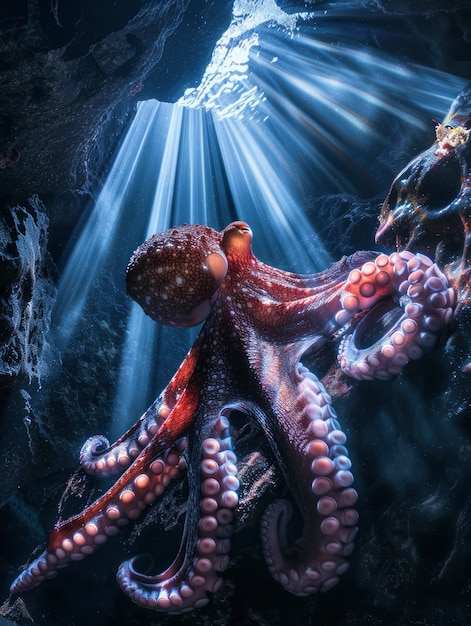 Free Photo octopus seen in its underwater natural habitat