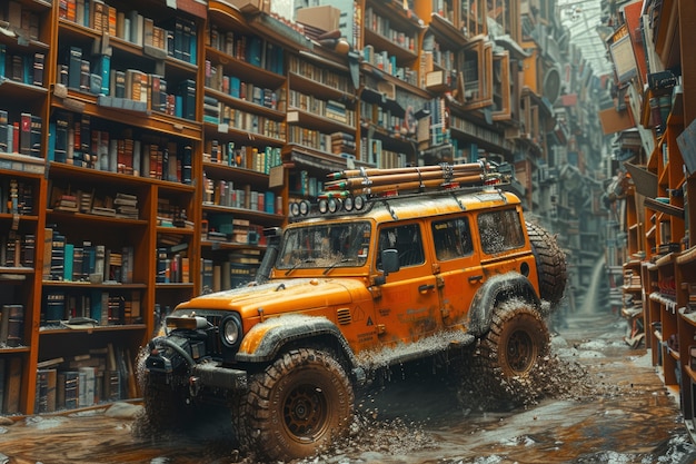 Free photo off-road car in fantasy scenario