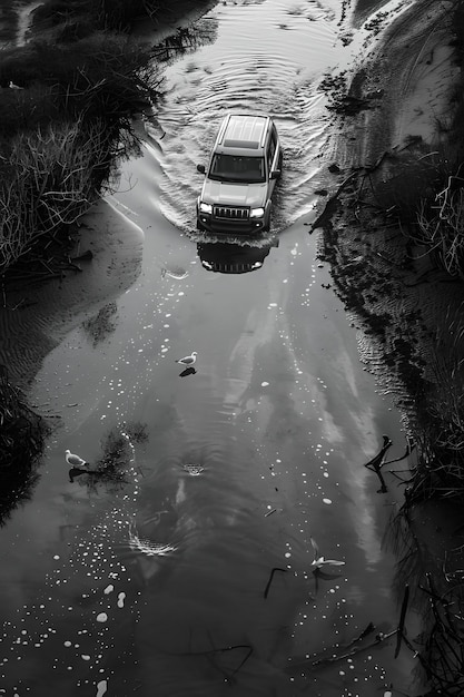 Off-road car in the wilderness