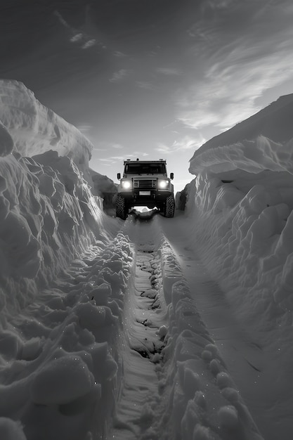 Off-road car in the wilderness