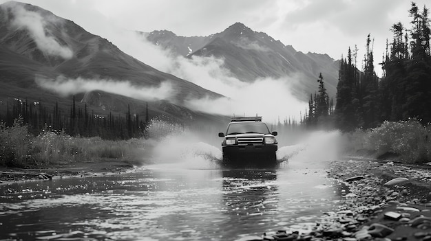 Free Photo off-road car in the wilderness