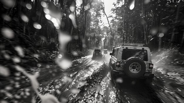 Off-road car in the wilderness