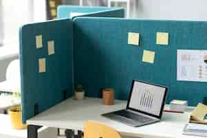 Free photo office arrangement with partitions