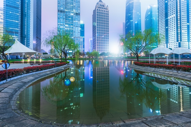 office Buildings Against Sky at night