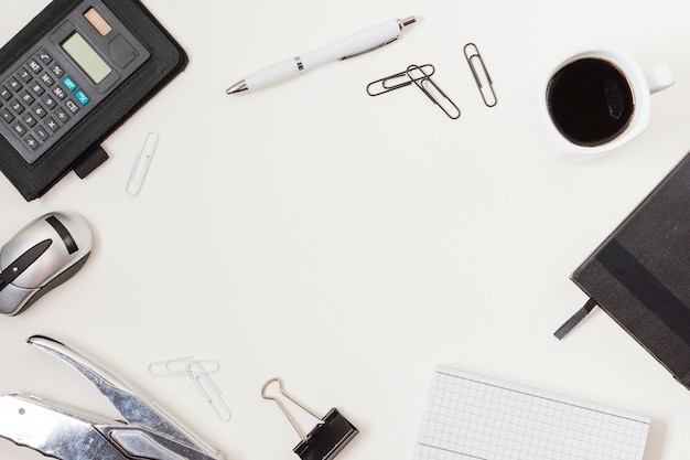 Office material frame on a table