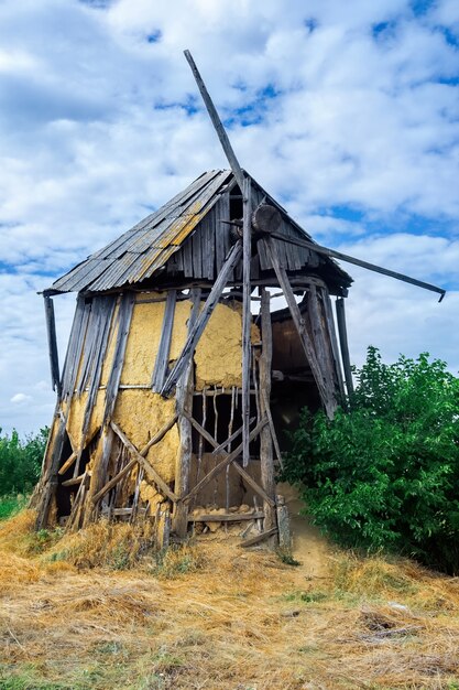 Old abandoned and broken windmill