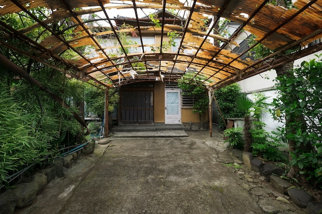 Free Photo old abandoned house and green plants