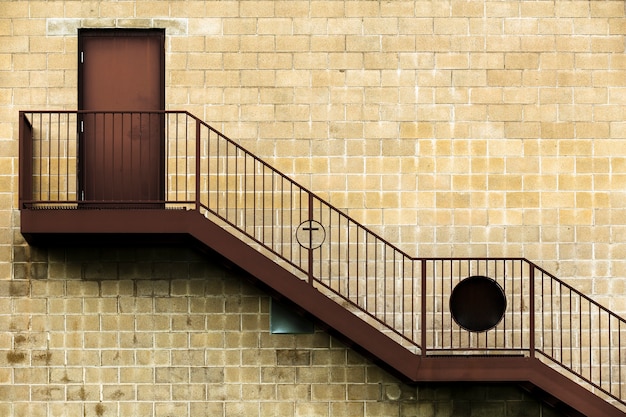 Old architectural design with wooden stairs