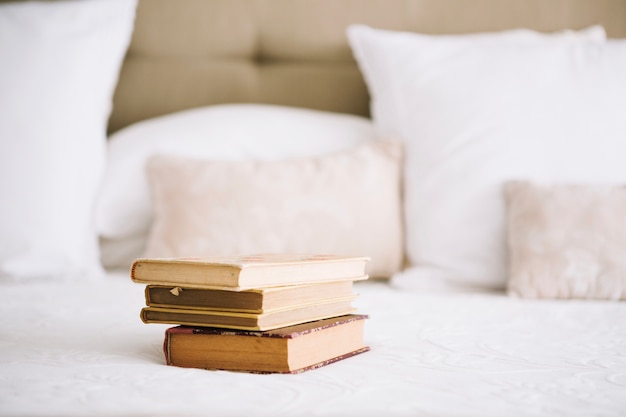 Old books on bed