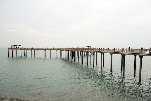 Old bridge over the sea in Gungpyeong Port