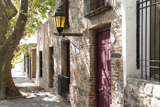 Free Photo old buildings under the sunlight at daytime in the colonia department in uruguay