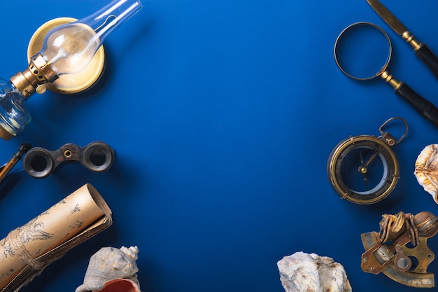 Old fashioned flat lay with letters writing accessories